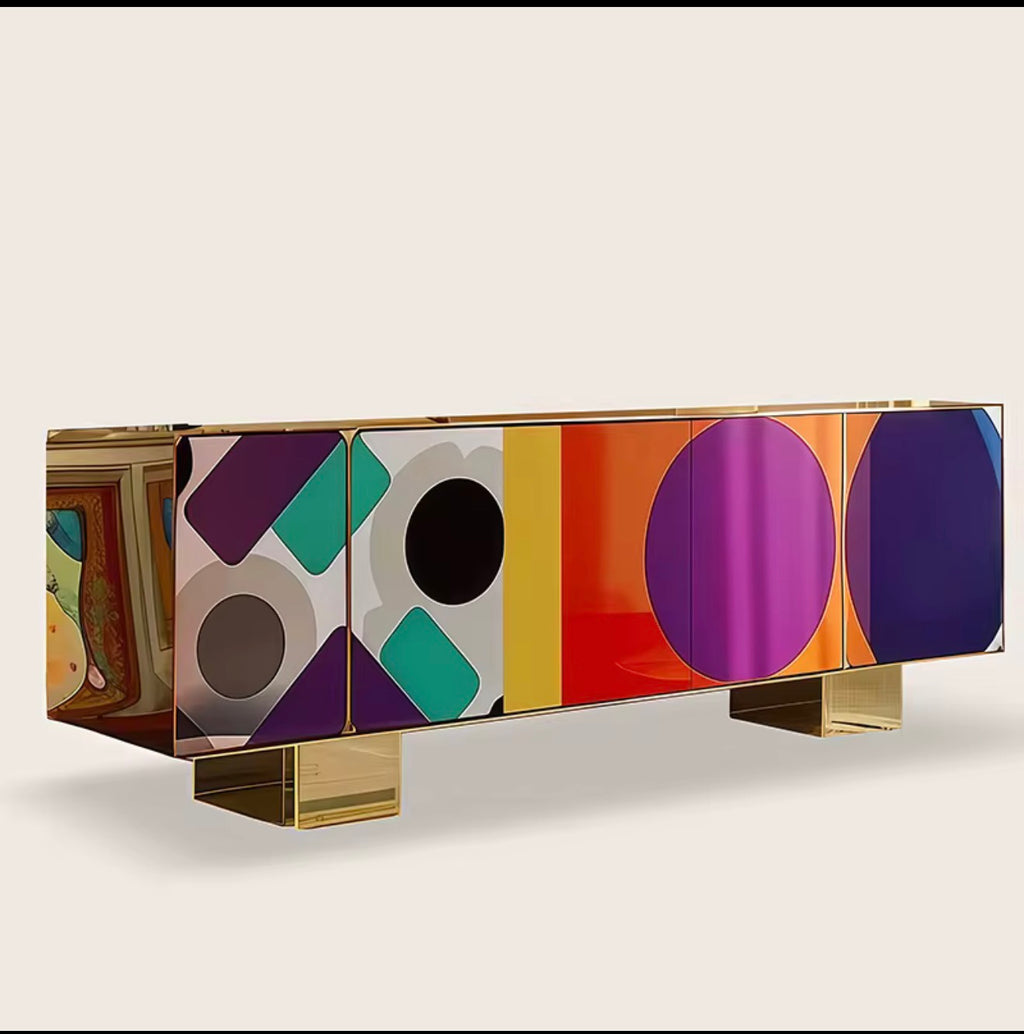 Casa Milano Prism Luxe Designer TV Cabinet – Modern Artistic Solid Wood Console