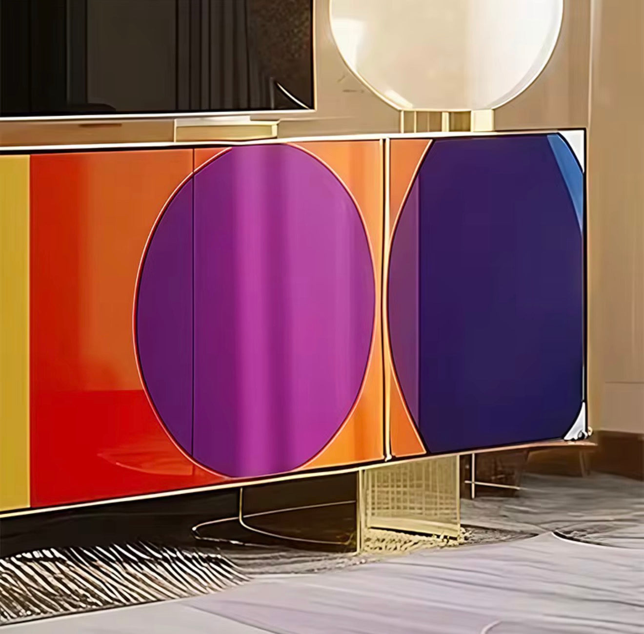 Casa Milano Prism Luxe Designer TV Cabinet – Modern Artistic Solid Wood Console