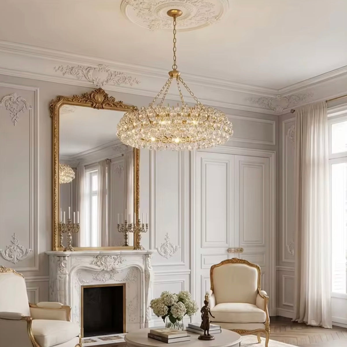 Croque Madame Crystal Orb Chandelier