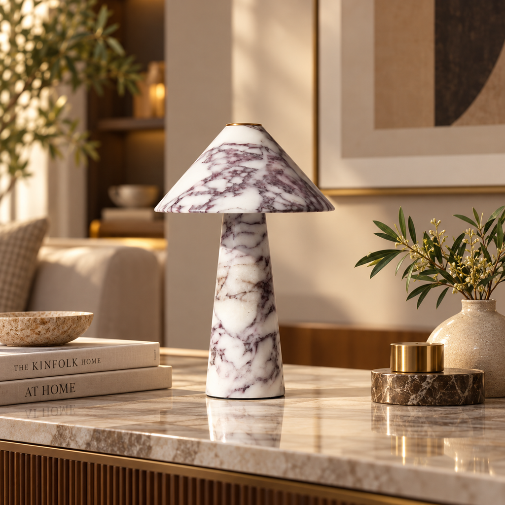 Mushroom Natural Marble Table Lamp