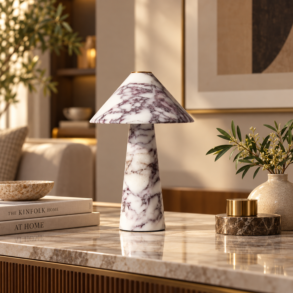 Mushroom Natural Marble Table Lamp