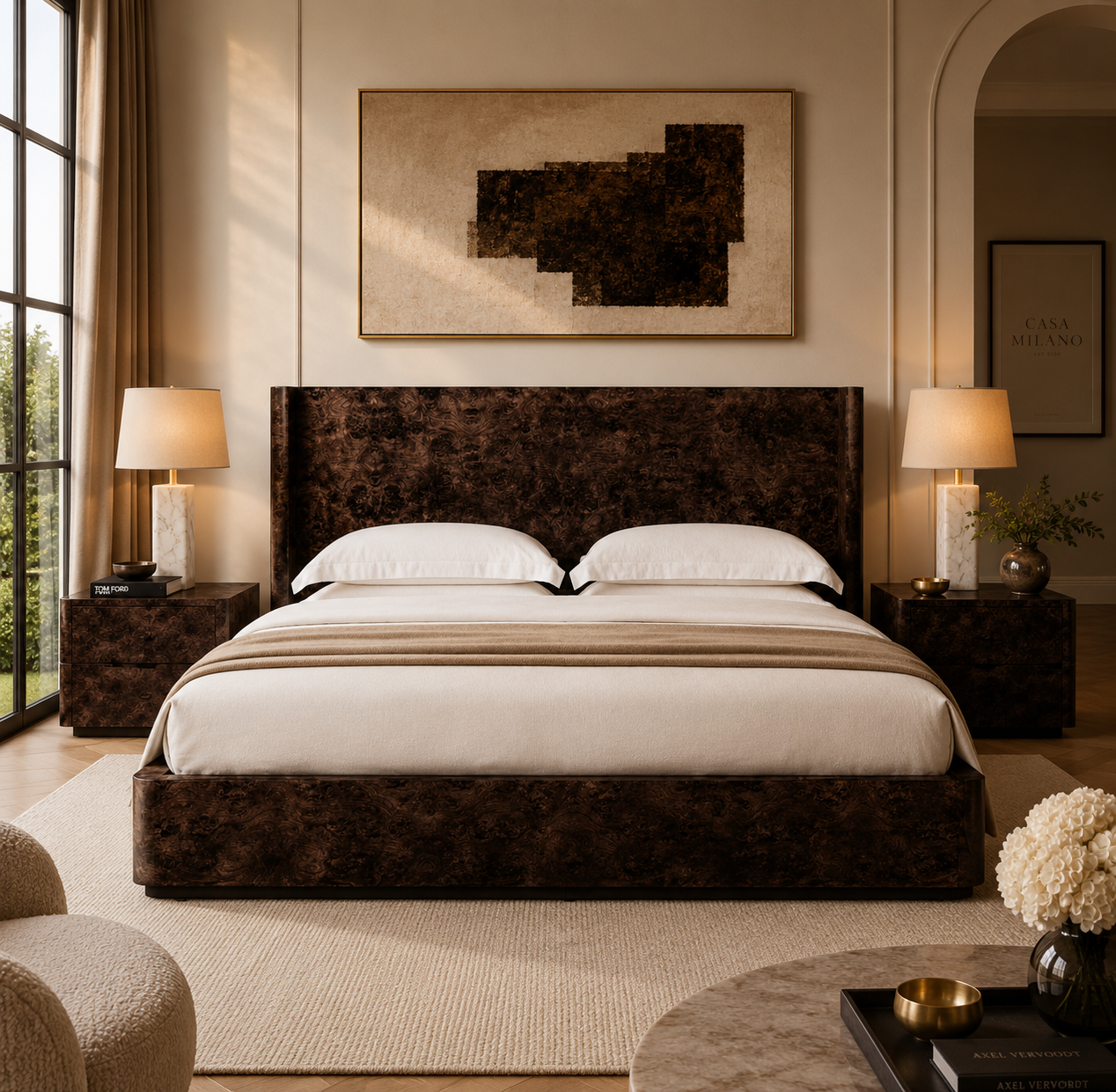 Casa Milano — Kensington Burl Wood Platform Bed