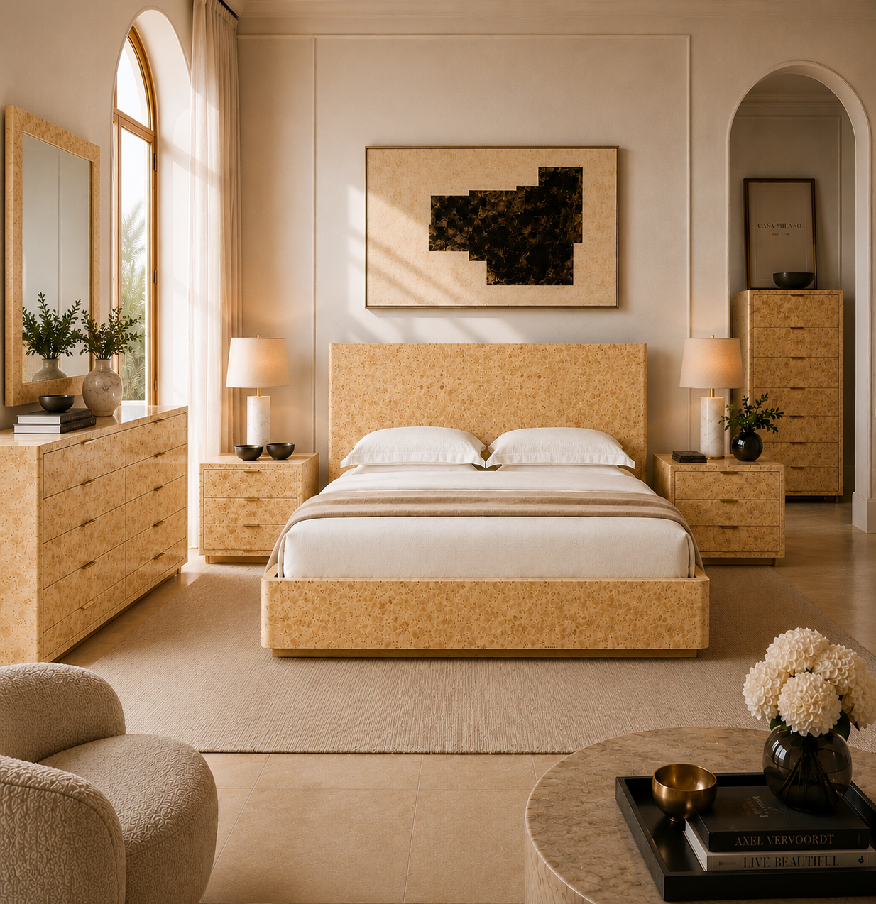 Casa Milano — Kensington Burl Wood Platform Bed