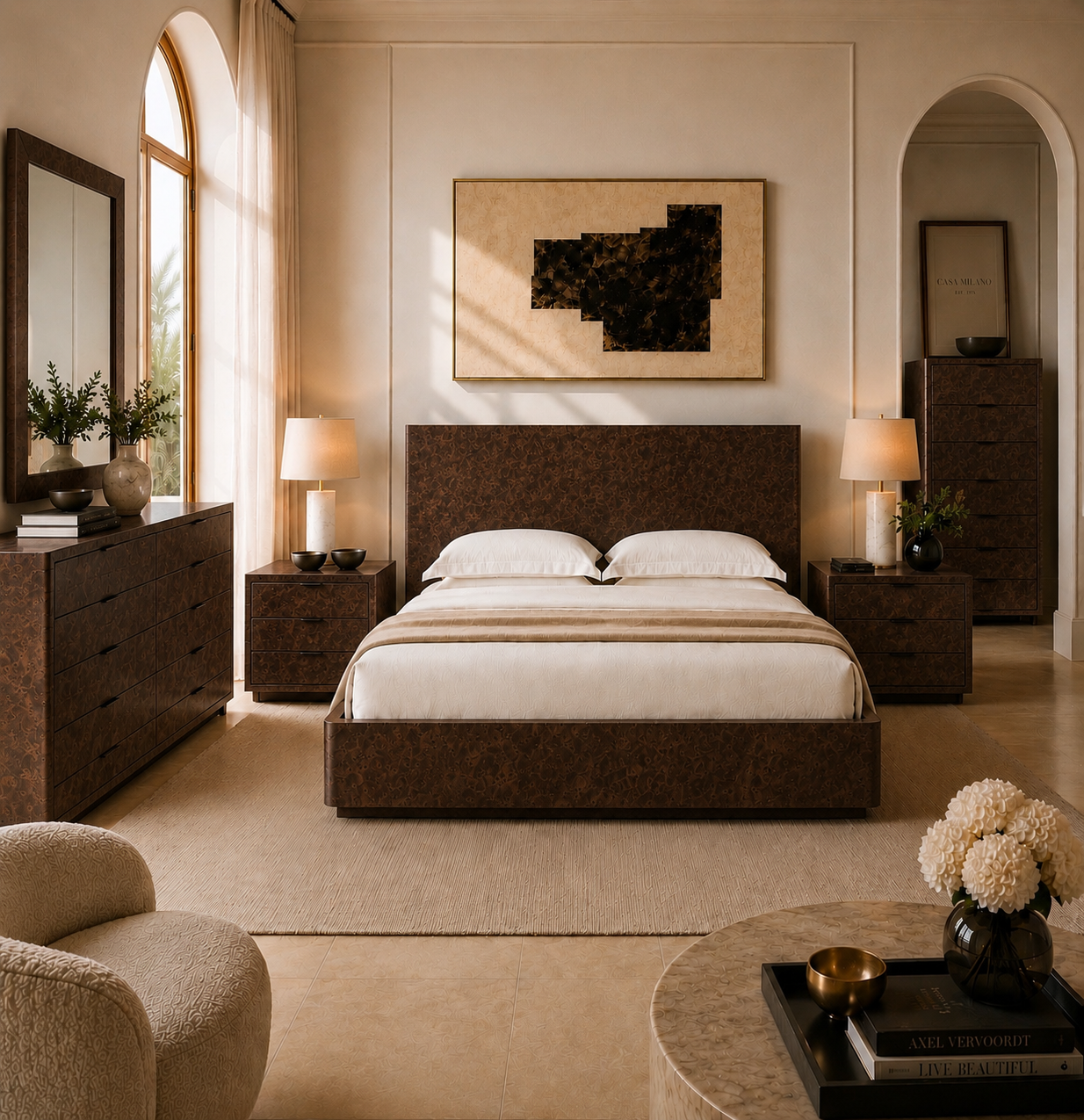 Casa Milano — Kensington Burl Wood Platform Bed