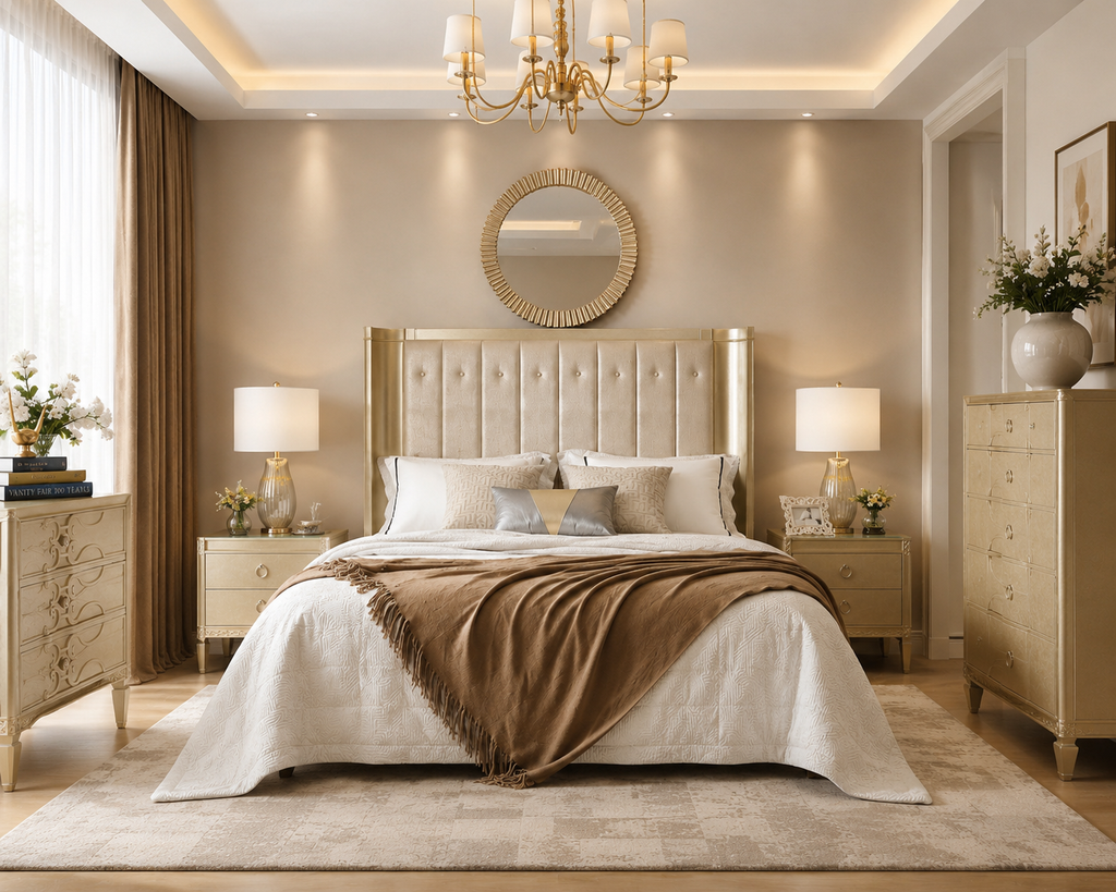 Casa Milano – Valentina Champagne Tufted King Bed