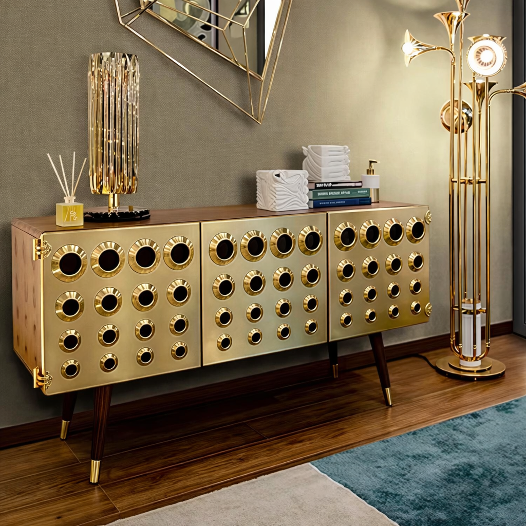 Casa Milano – Italian Gold Panel Console Cabinet