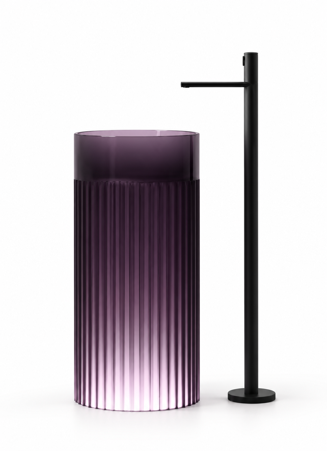 BELLUNO FLUTED TRANSPARENT RESIN PEDESTAL SINK