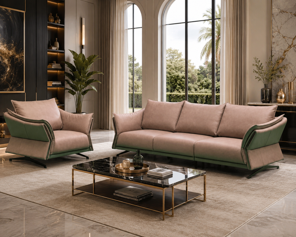 Casa Milano – F2311 Italian Leather Sofa Set