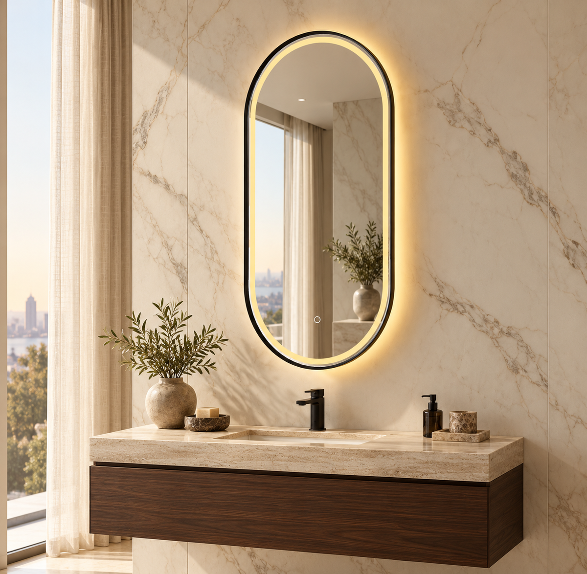 LUCIA OVAL LED BACKLIT BATHROOM MIRROR