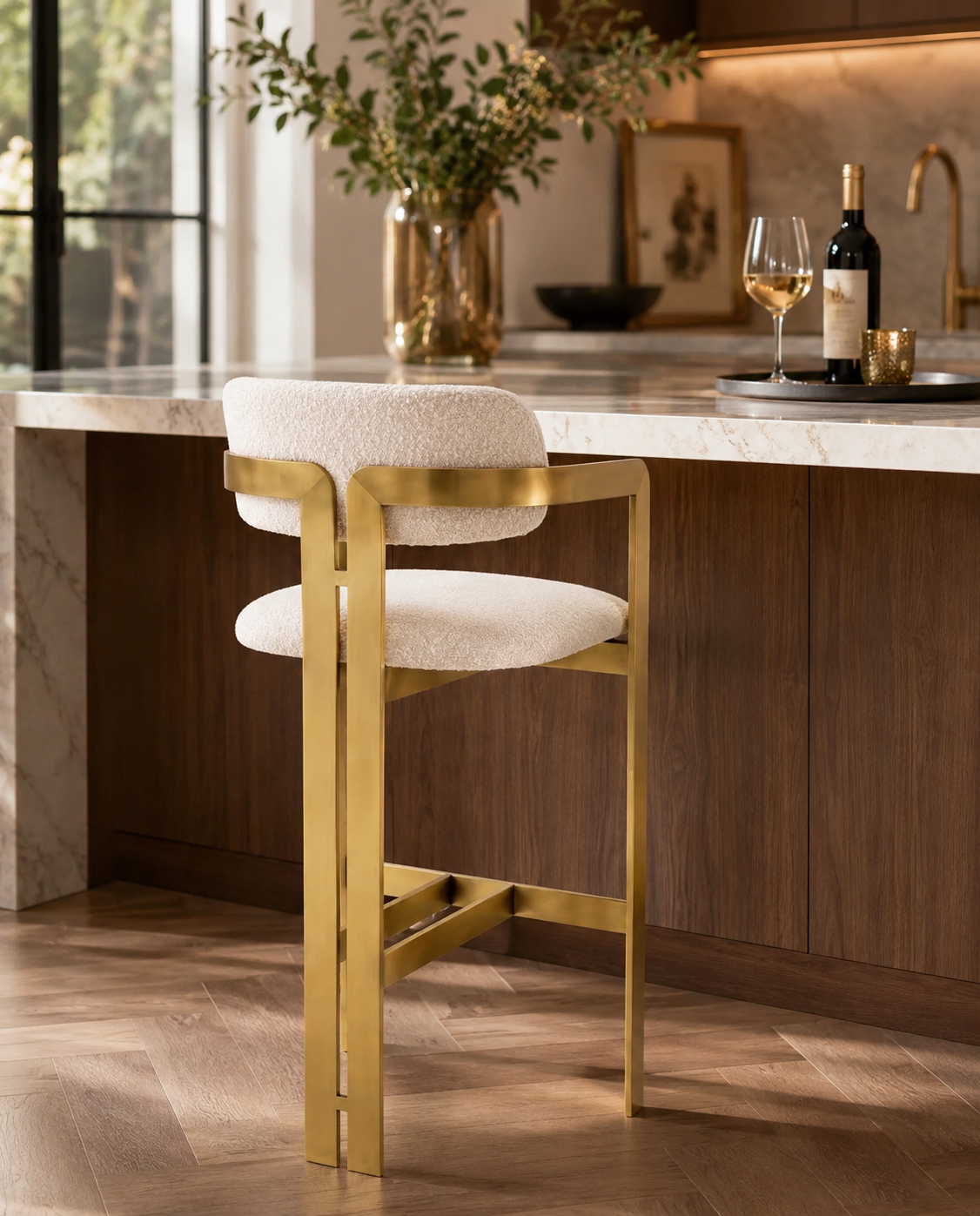 Casa Milano Oliviera Gold Stainless Steel Bar Stool