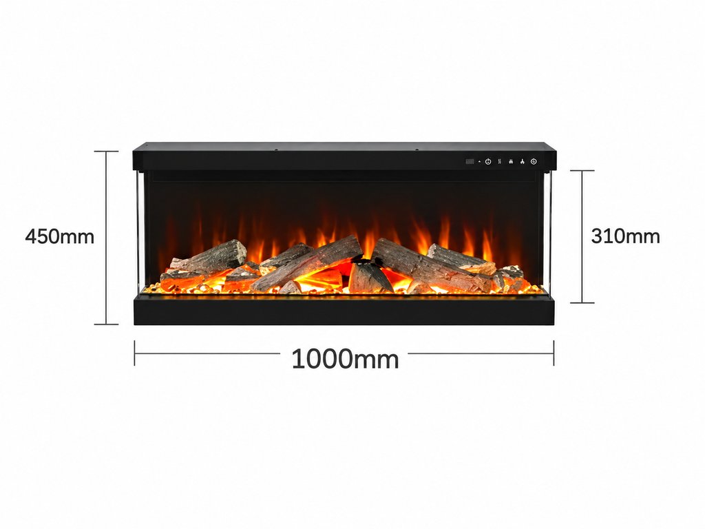 Milano Vista 40” Three-Sided LED Electric Fireplace