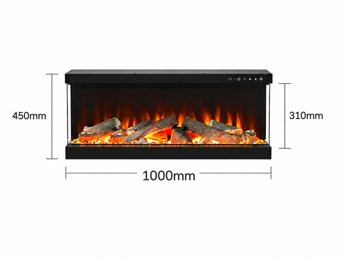 Milano Vista 40” Three-Sided LED Electric Fireplace