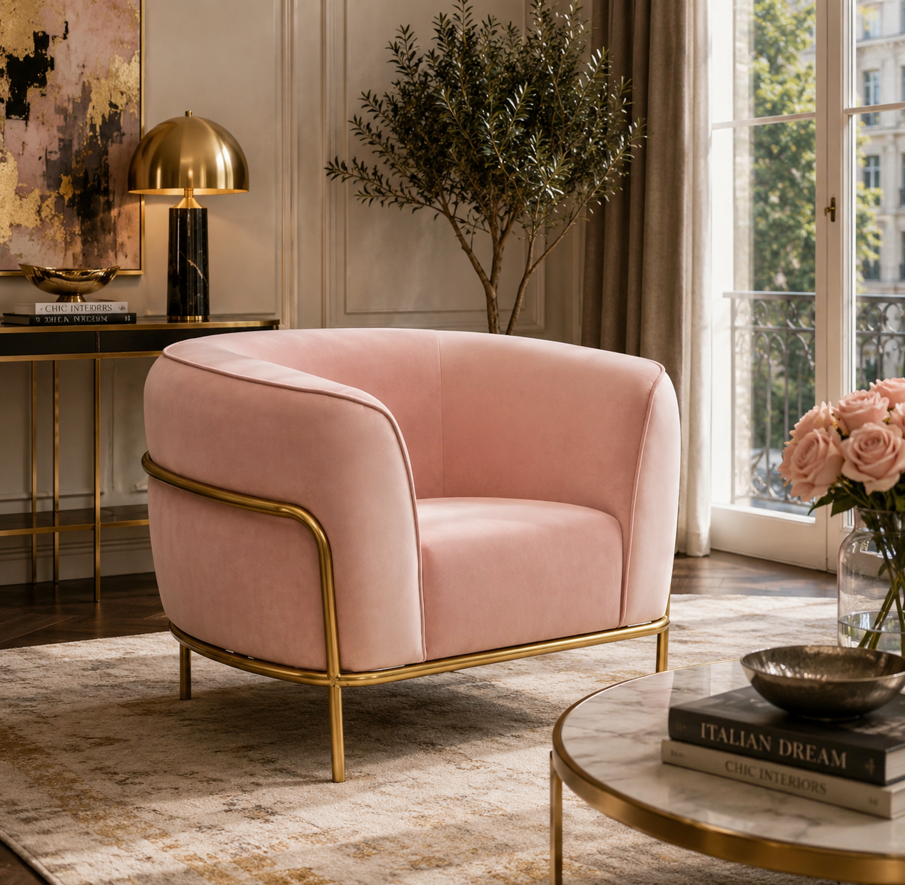 Casa Milano – Bellissima Designer Velvet Accent Chair