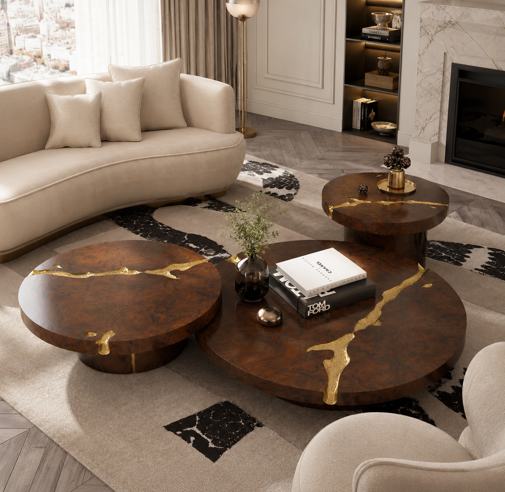 Casa Milano – Empire Gold-Inlay Coffee Table Set