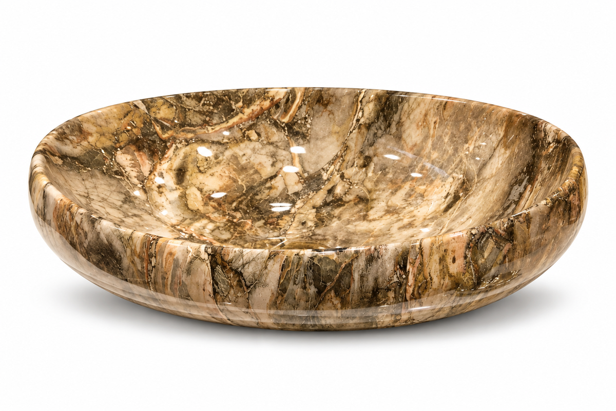 Seraphina Marble-Pattern Oval Vessel Sink