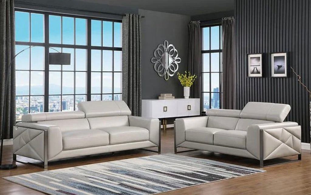 Casa Milano – Giorgio Italian Leather Set (Light Grey)