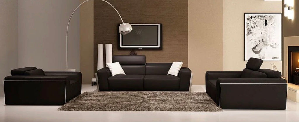 Casa Milano – Domo Italian Leather Sofa Set (Black)