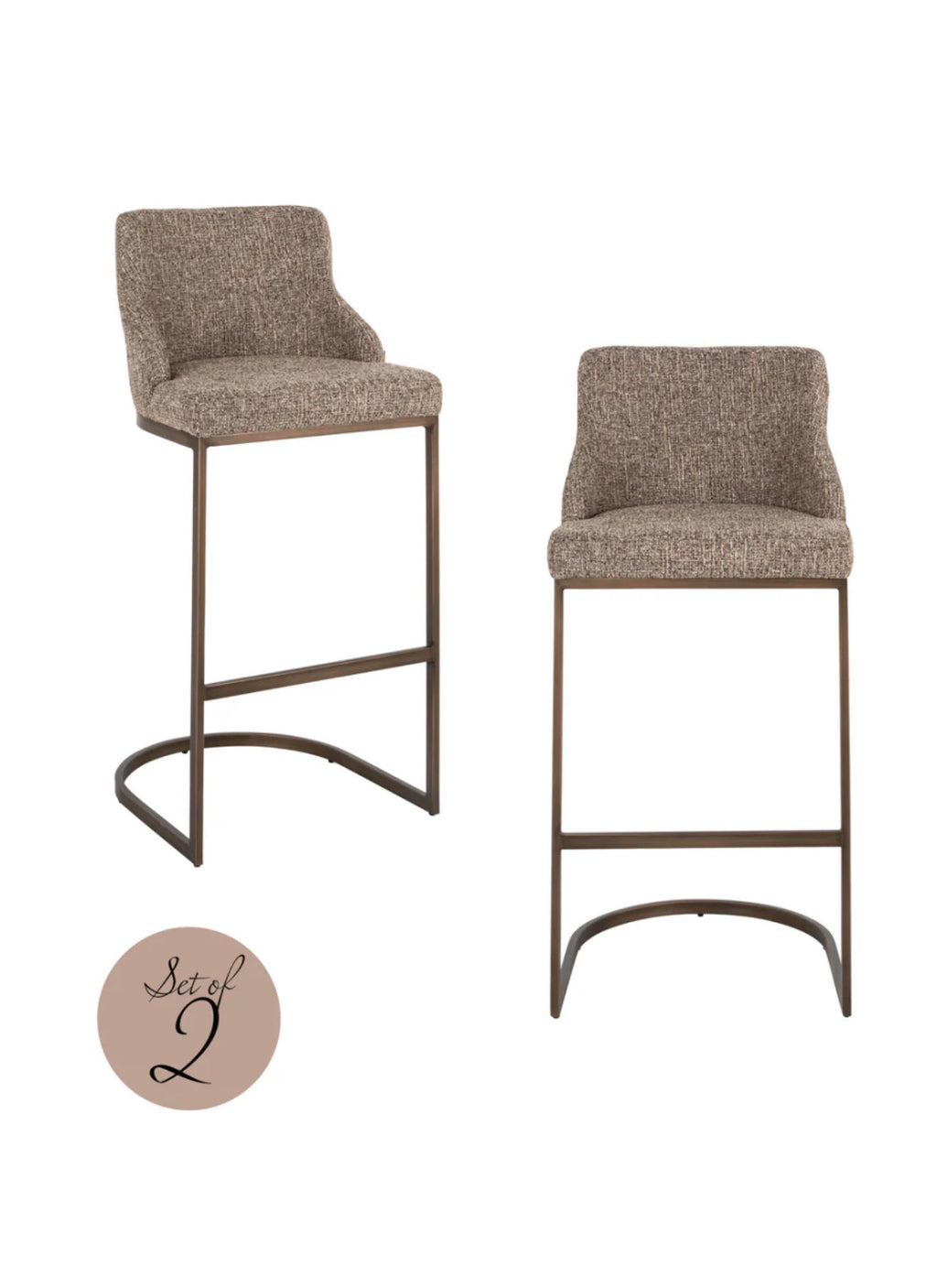Casa Milano – Richmond Interiors Bolton Cantilever Bar Stool Set of 2 in Brown Tweed