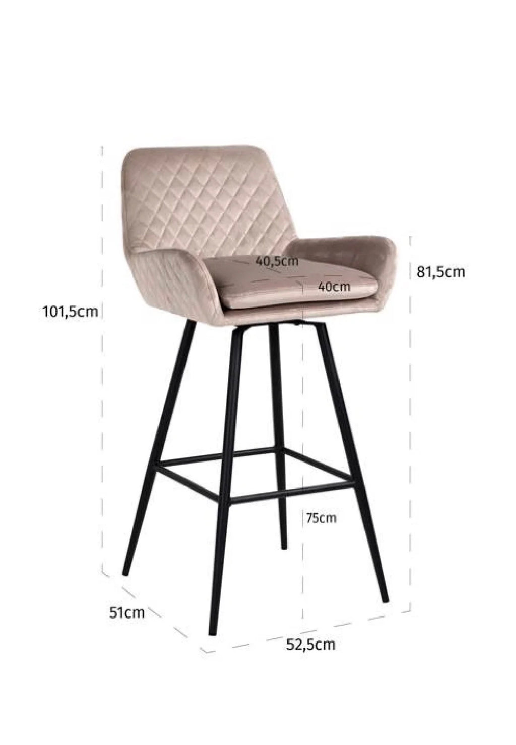 Casa Milano - Linsey Velvet Swivel Bar Stool