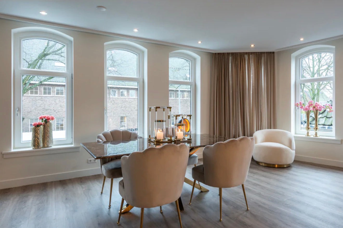 Casa Milano – Scalloped Khaki Velvet Dining Chair | Richmond Interiors Pippa