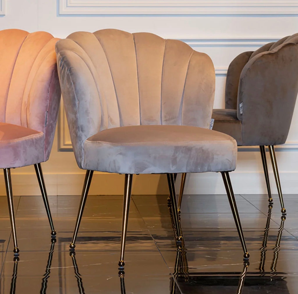 Casa Milano – Scalloped Khaki Velvet Dining Chair | Richmond Interiors Pippa