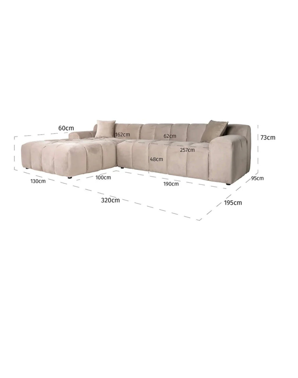 Casa Milano – Casa Milano – Cube Velvet Modular Lounge Sofa (Khaki)