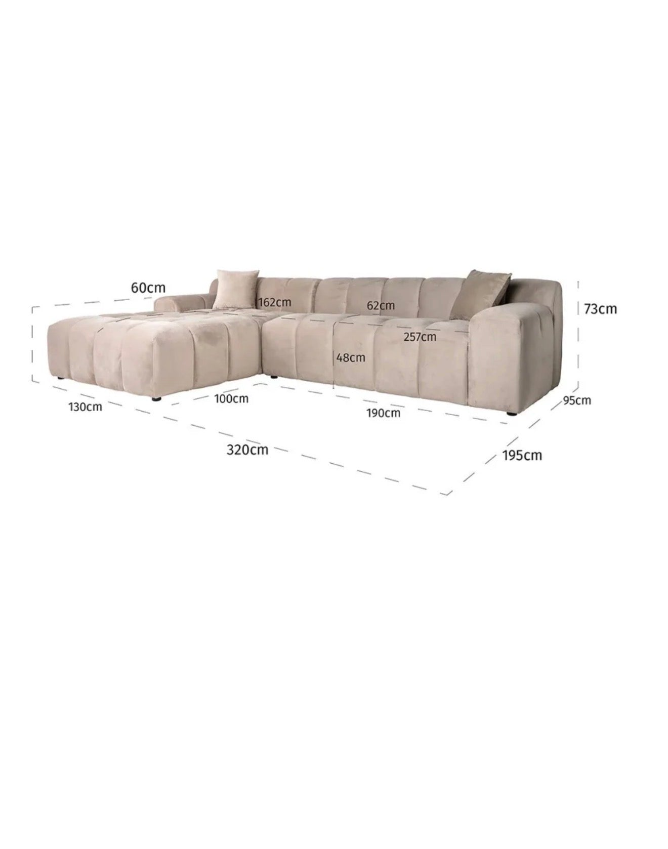 Casa Milano – Casa Milano – Cube Velvet Modular Lounge Sofa (Khaki)