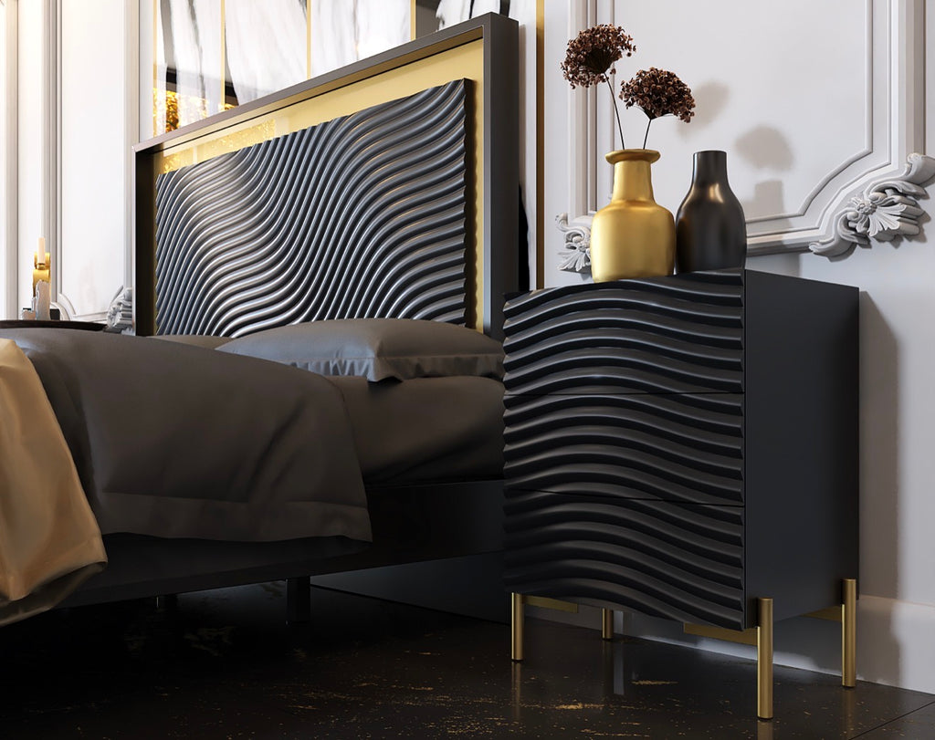 Casa Milano – Wave Nightstand (Dark Grey)