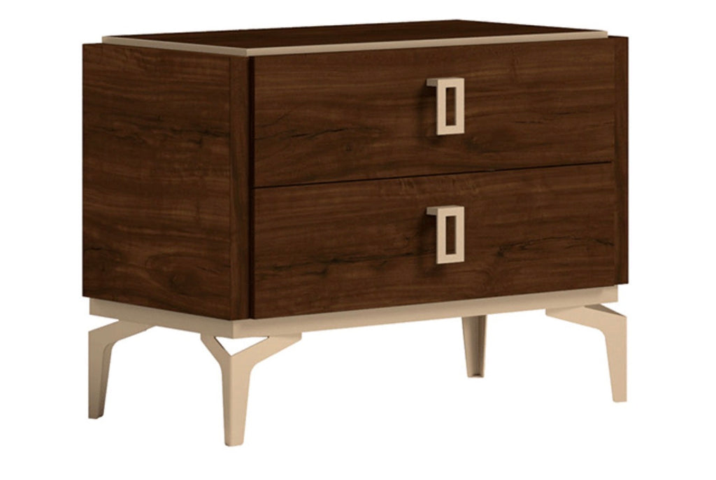 Casa Milano Walnut Nightstand – 2 Drawers