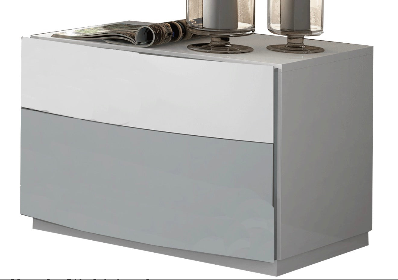 Casa Milano – Ronda Modern Nightstand (High Gloss Grey)