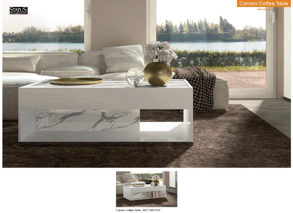 Casa Milano – Carrara Italian Marble Coffee Table | Modern Luxury Minimalist Design