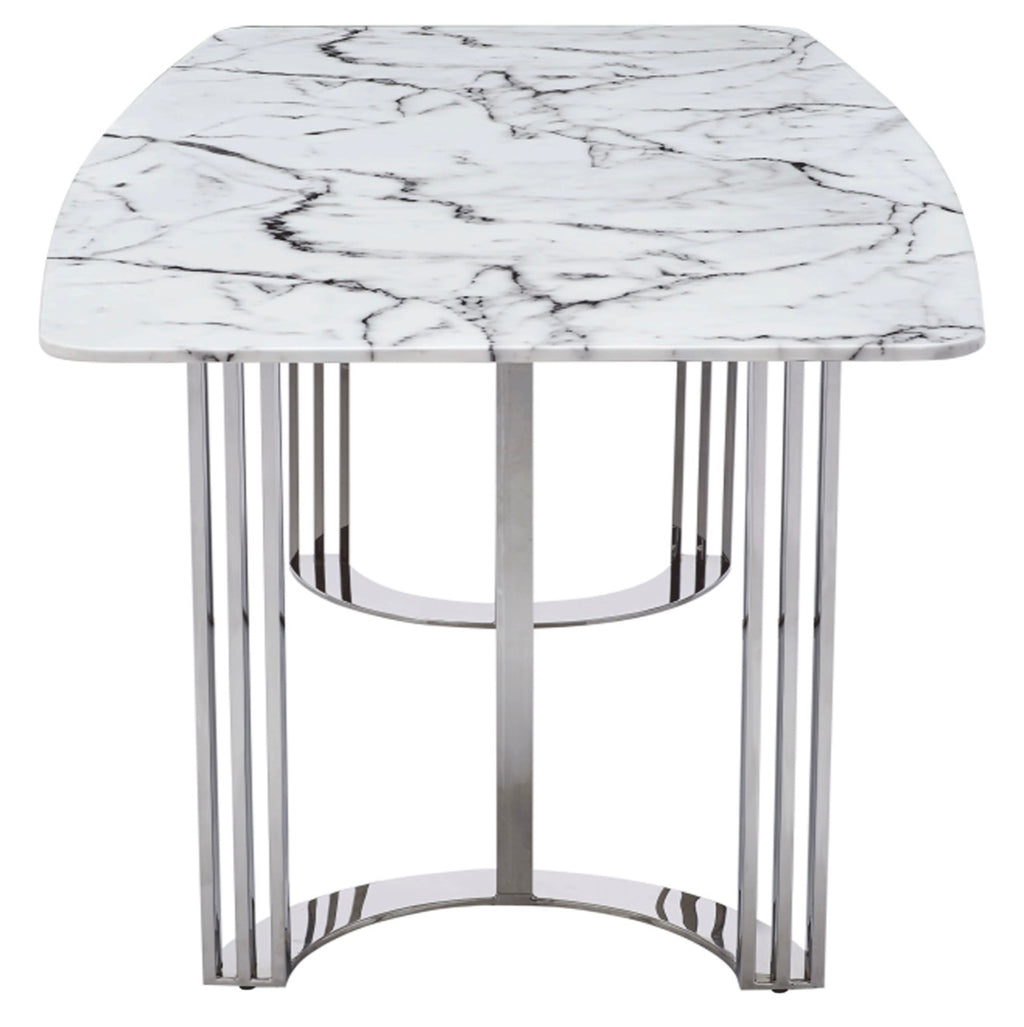 Casa Milano – 131 Silver Marble Dining Set | Italian Luxury Table with 6 Chairs & Buffet