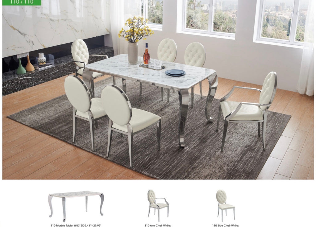 Casa Milano – 110 Marble Dining Set