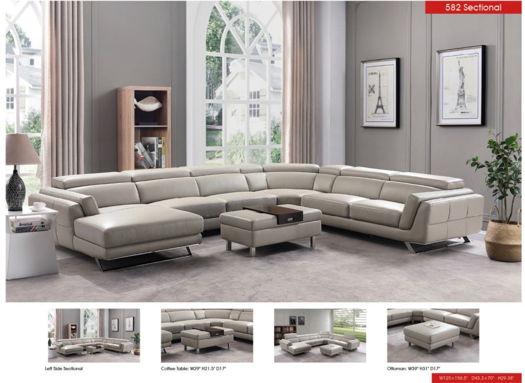 Casa Milano 582 Italian Leather Sectional Sofa