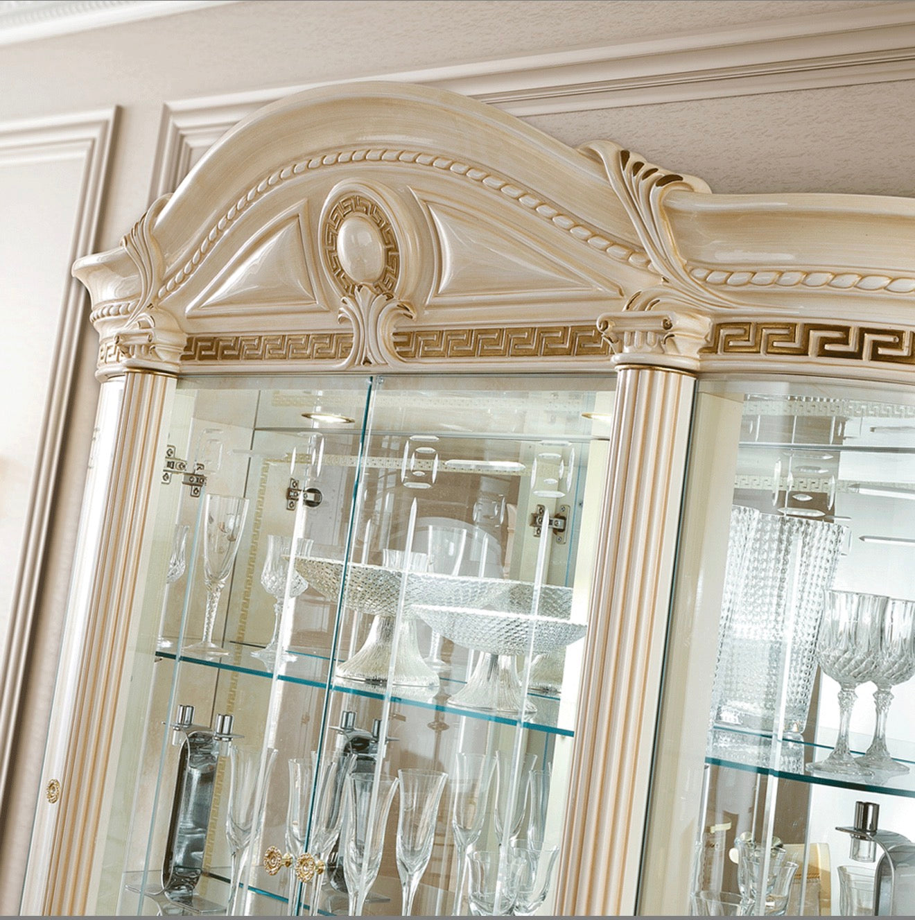 Casa Milano – Aida Luxury 4-Door China Cabinet with LED Lighting