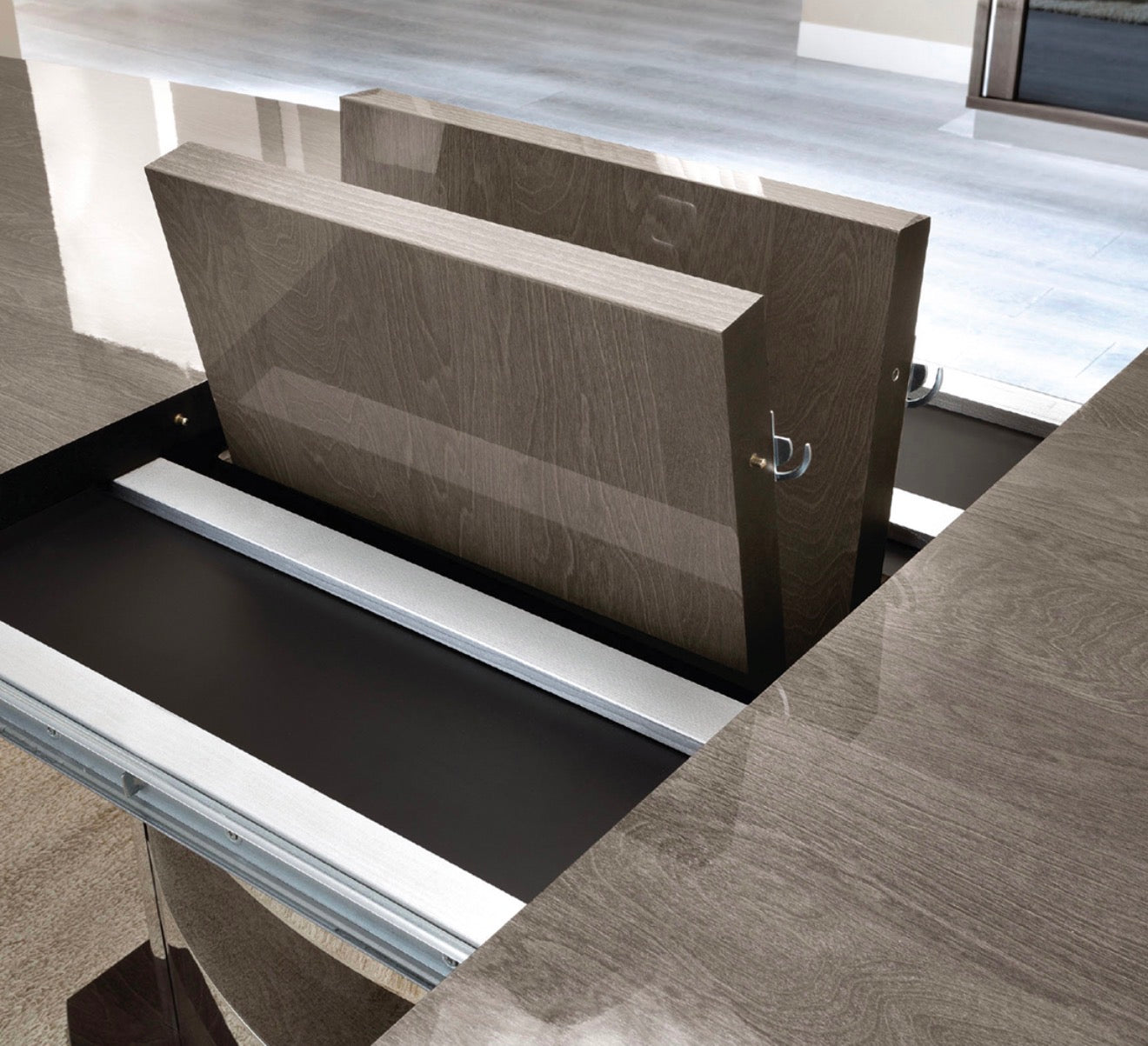 Casa Milano – Platinum Slim Extendable Dining Table (18” Extension)