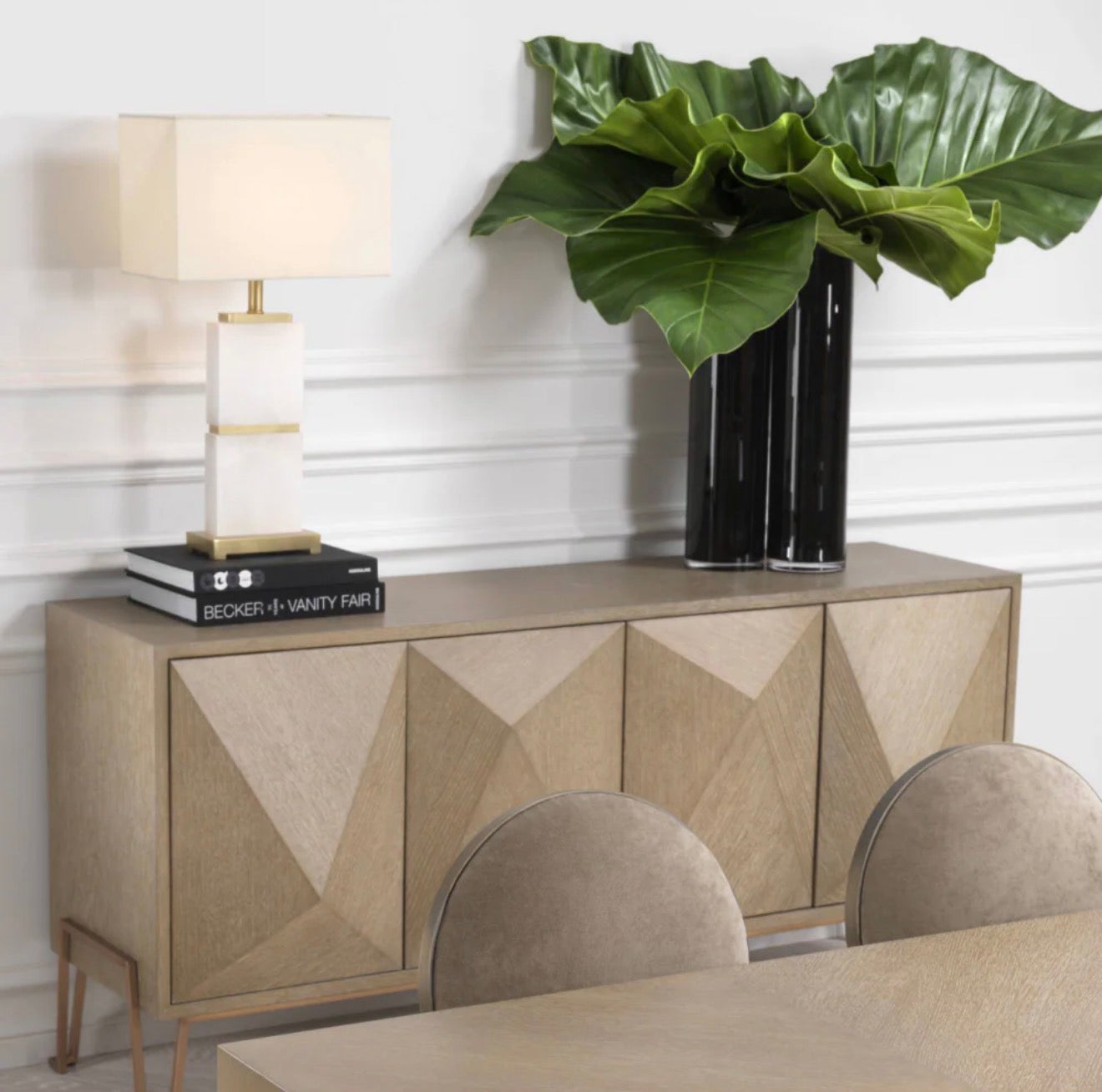 Casa Milano Alabaster White Marble Table Lamp