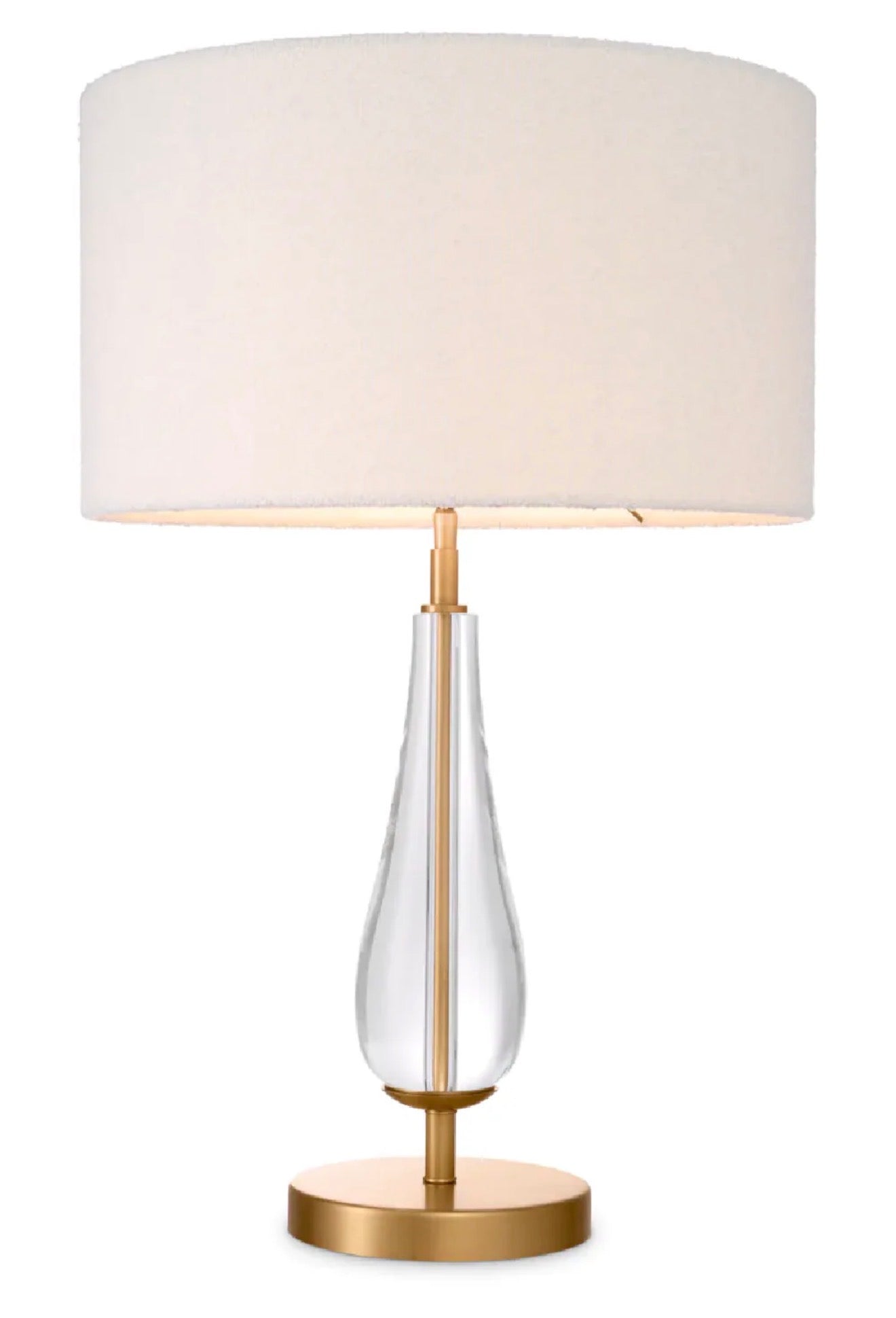 Casa Milano White Bouclé Glass Table Lamp – Modern European Luxury