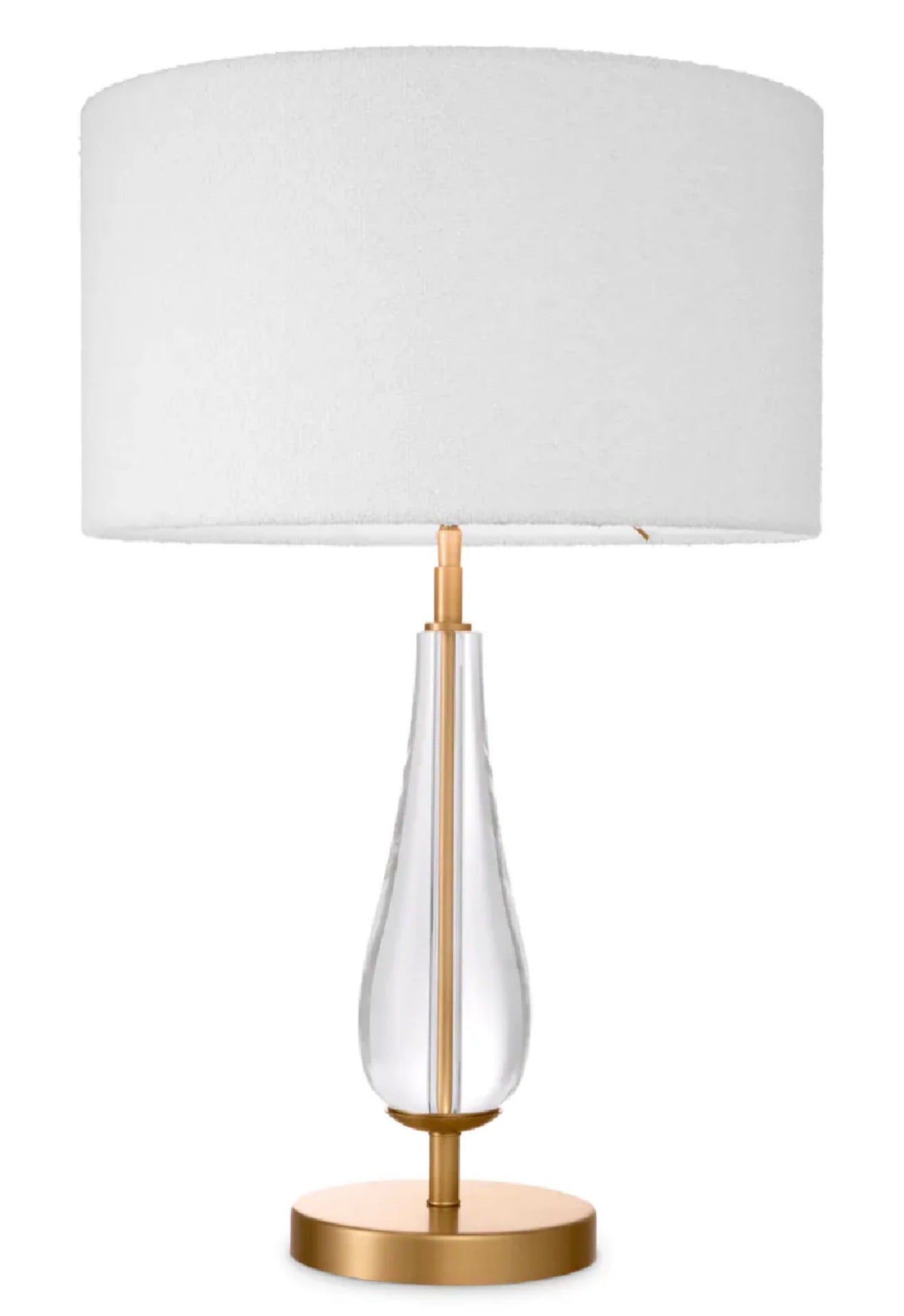 Casa Milano White Bouclé Glass Table Lamp – Modern European Luxury