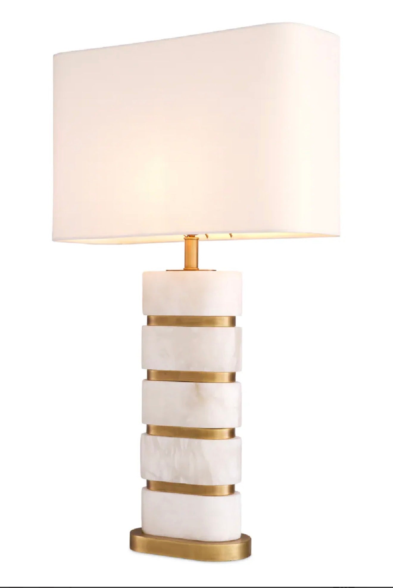 Casa Milano White Alabaster Table Lamp – Modern Luxury Gold Accent