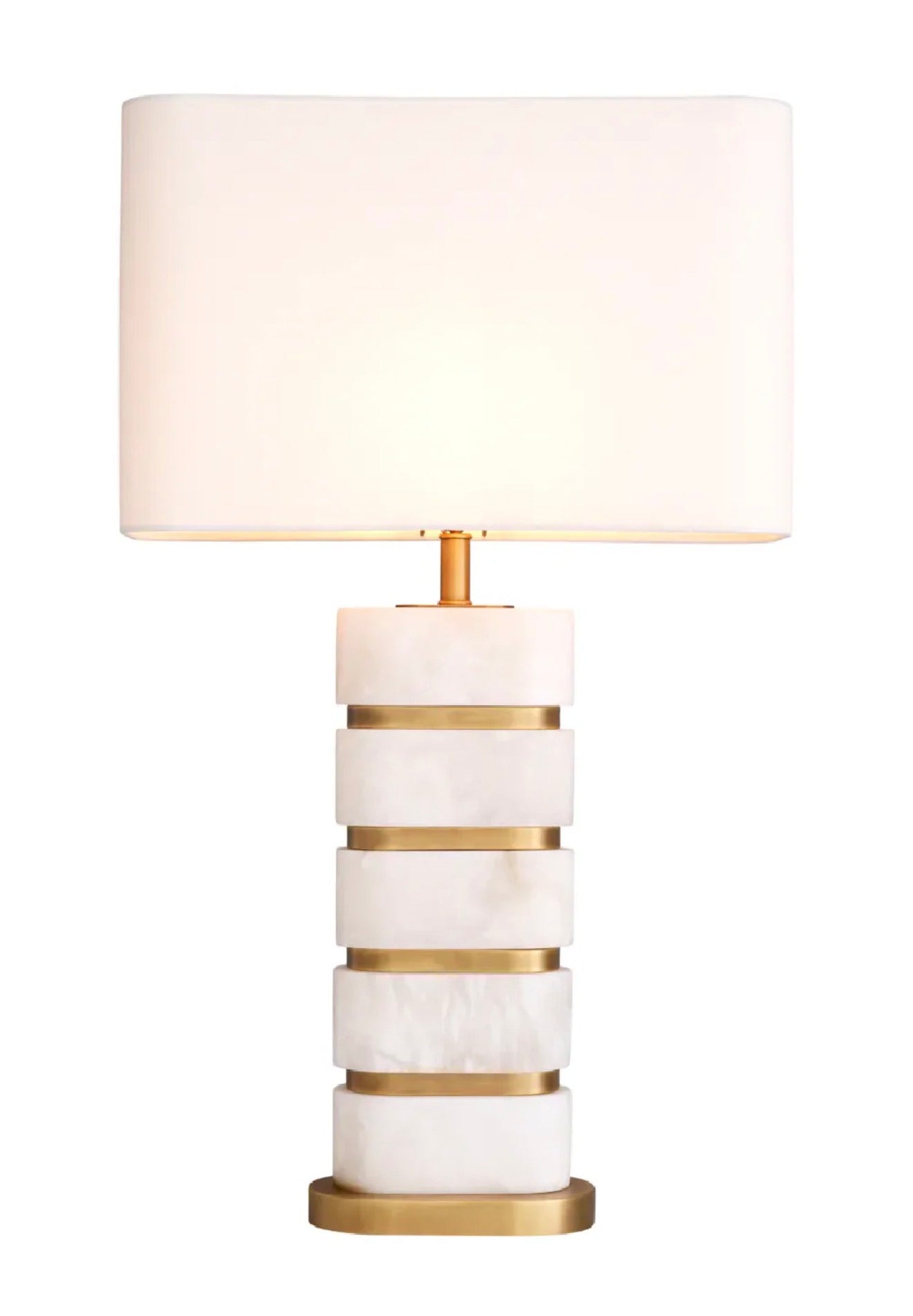Casa Milano White Alabaster Table Lamp – Modern Luxury Gold Accent