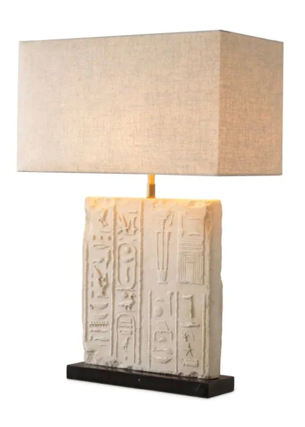 Casa Milano Hathor Relief Carved Table Lamp – Sculptural Stone