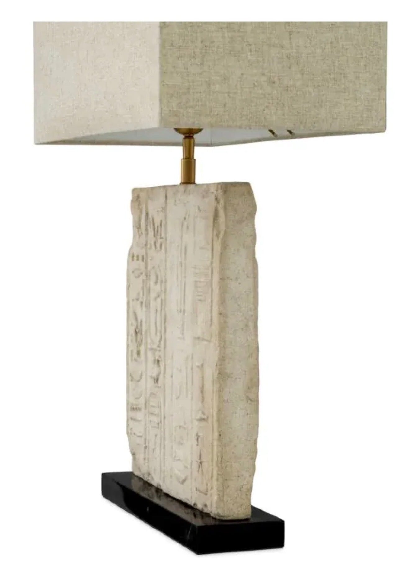 Casa Milano Hathor Relief Carved Table Lamp – Sculptural Stone