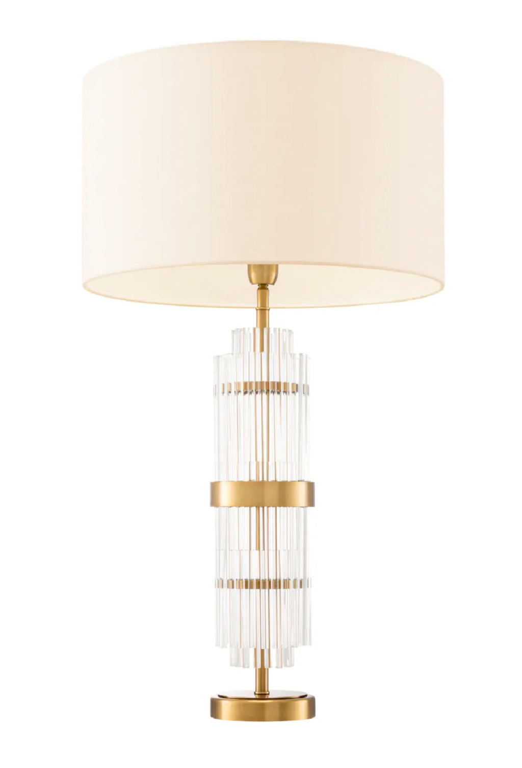 Casa Milano – Clear Glass Table Lamp “East” | Luxury Brass & Crystal Accent Lighting