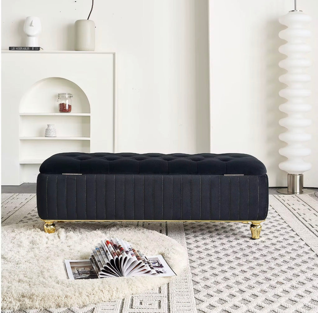 Casa Milano Velvet Ottoman Bench
