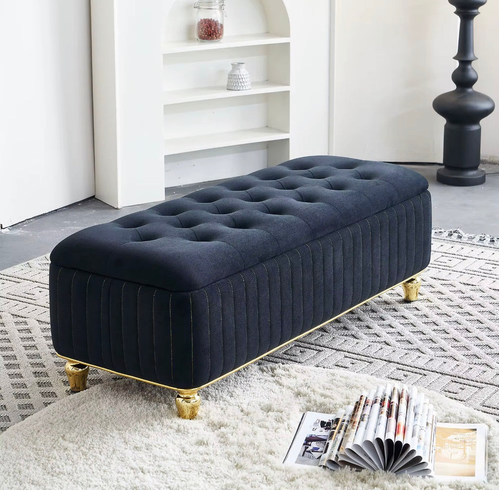 Casa Milano Velvet Ottoman Bench