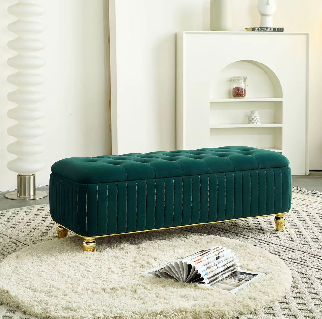 Casa Milano Velvet Ottoman Bench