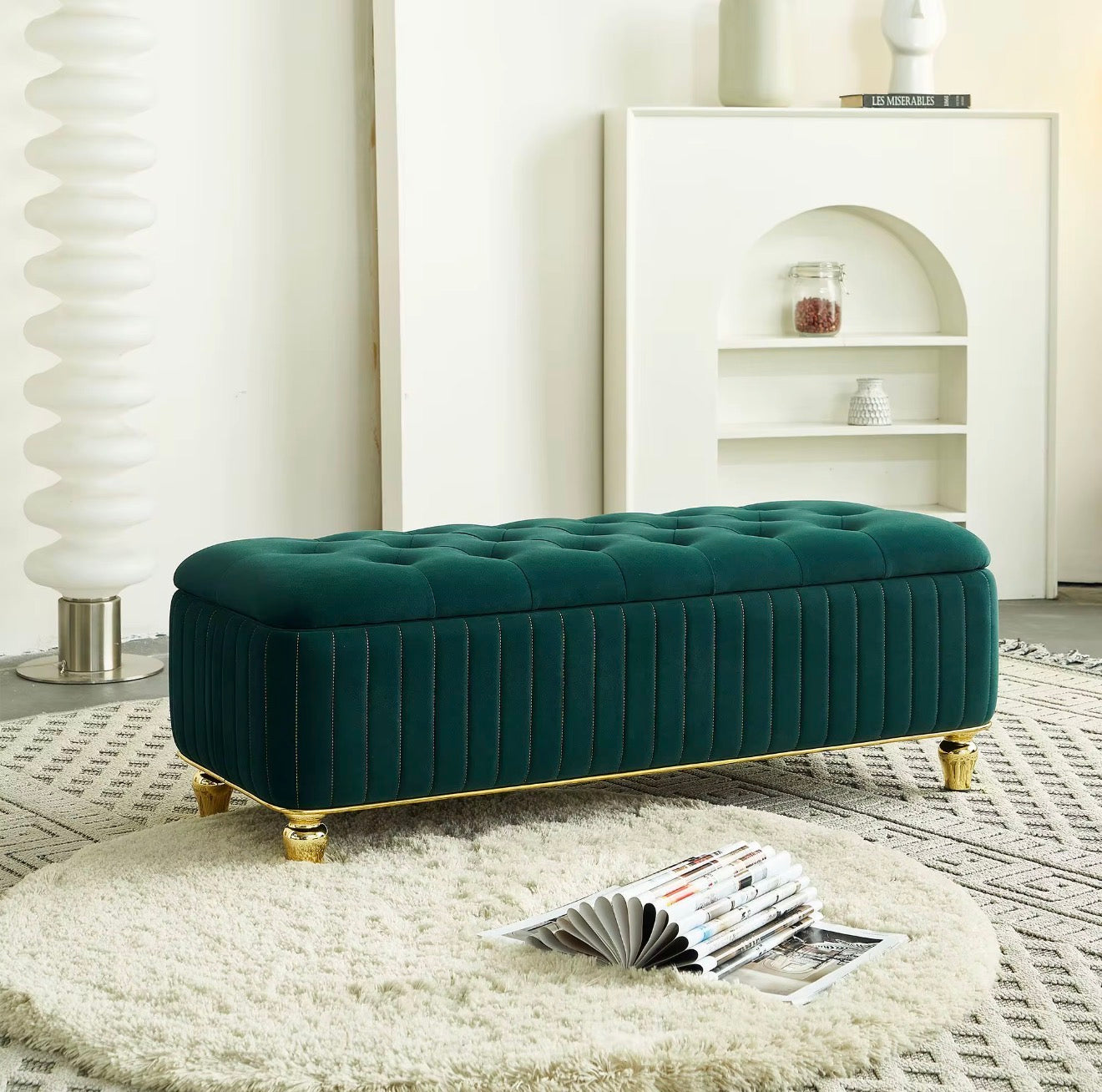 Casa Milano Velvet Ottoman Bench