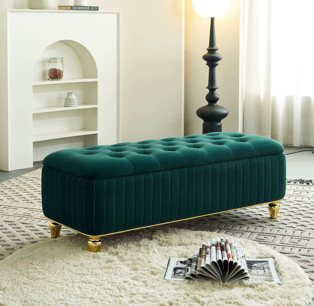 Casa Milano Velvet Ottoman Bench