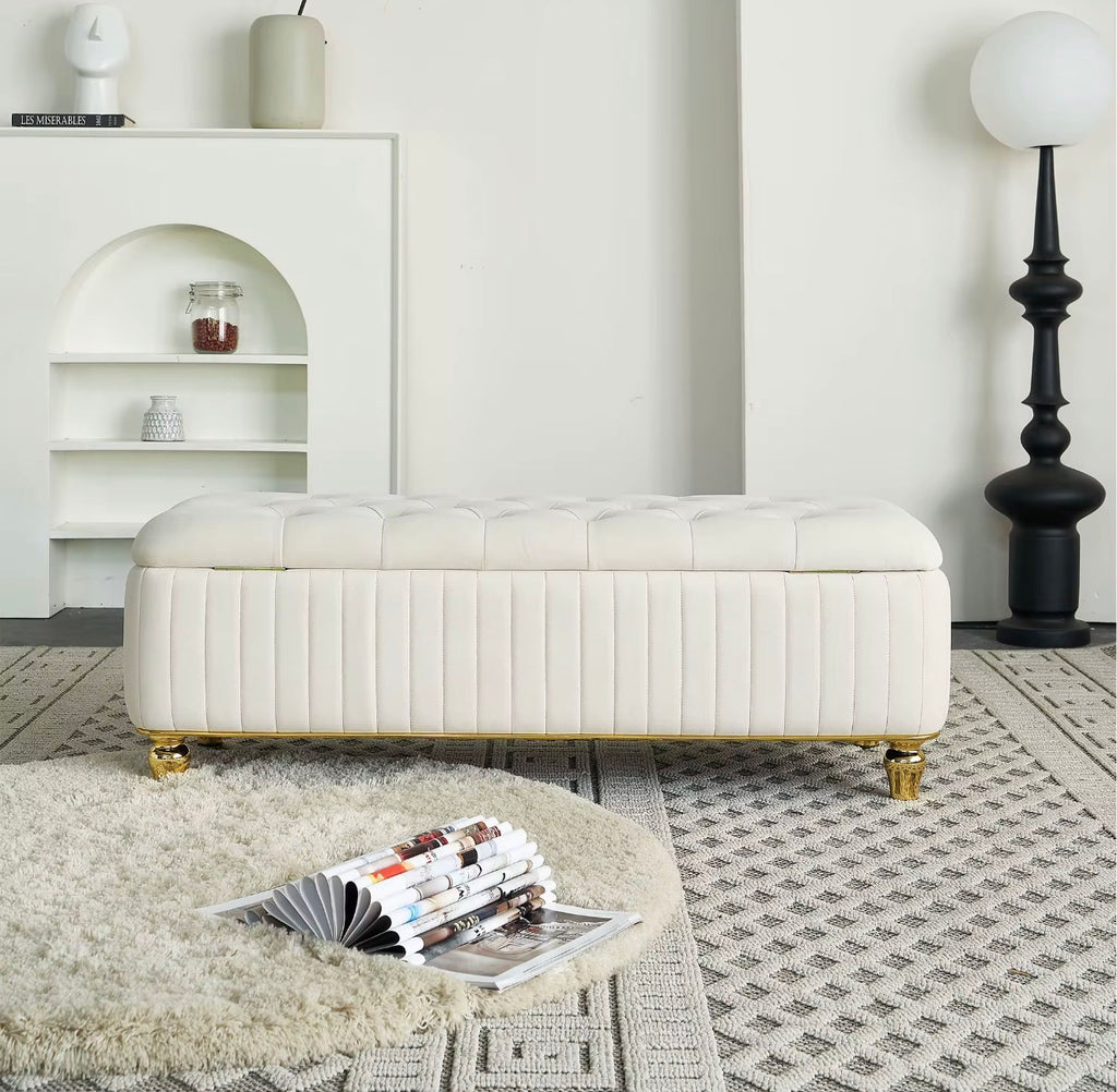 Casa Milano Velvet Ottoman Bench